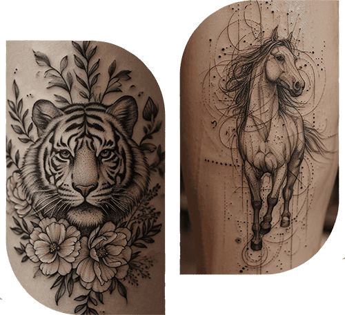 Filigranes Fineline Tattoo-Motiv - Beispiel für detaillierte Fineline Tätowierkunst