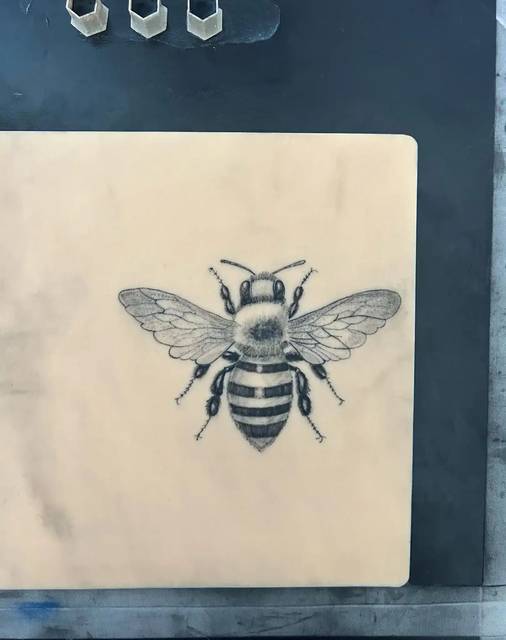 Tätowieren lernen - Malte's Biene Microrealismus im Tattoo Workshop